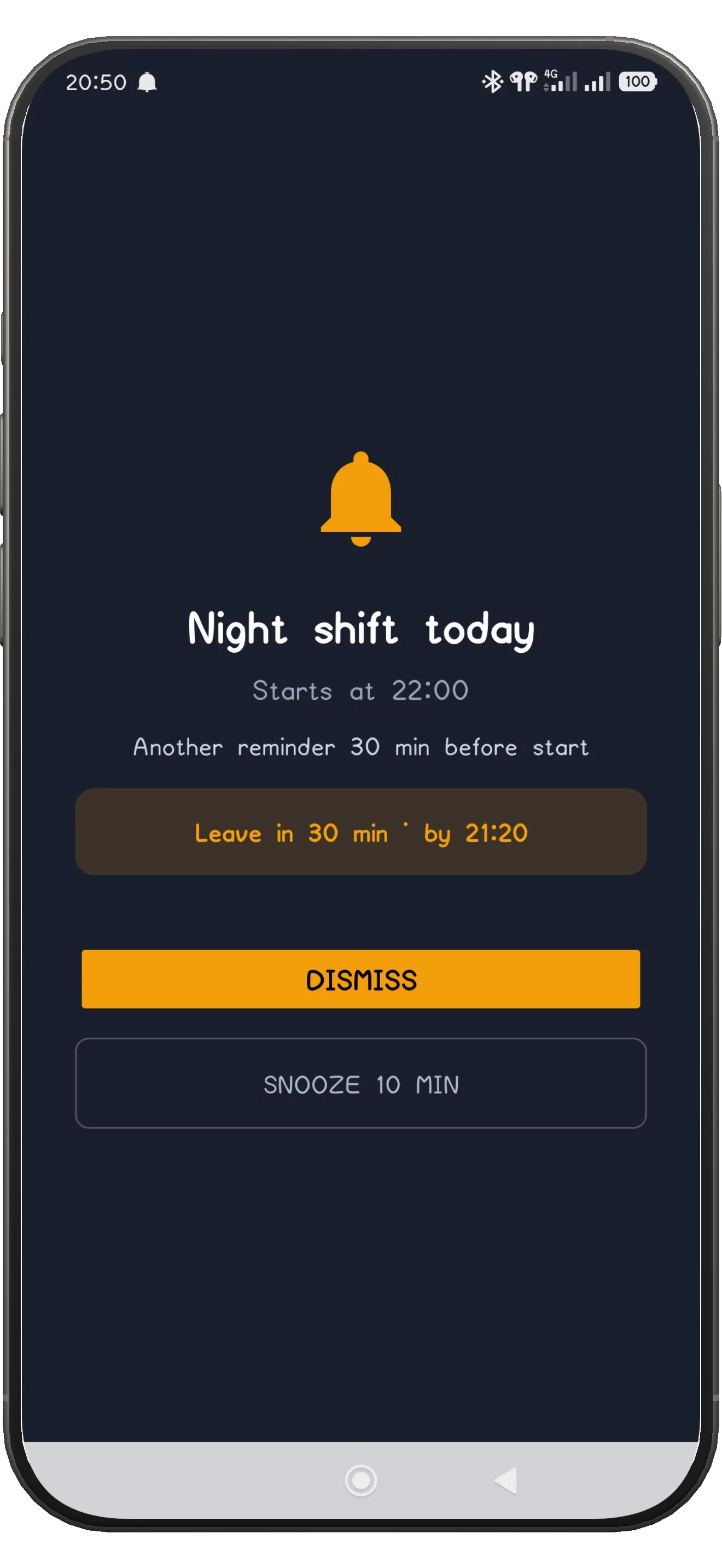 ShiftFlowr wake alarm screen