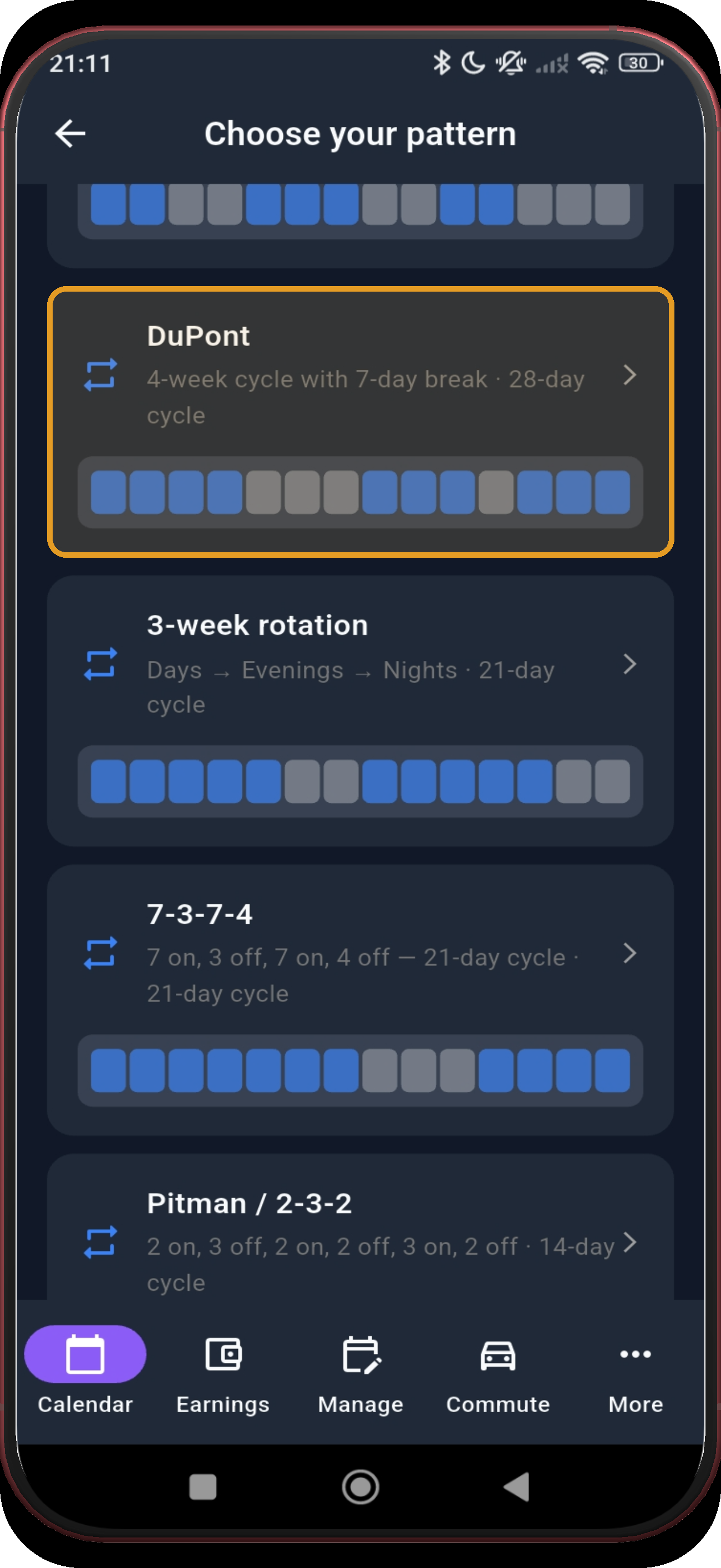Pattern library with DuPont highlighted