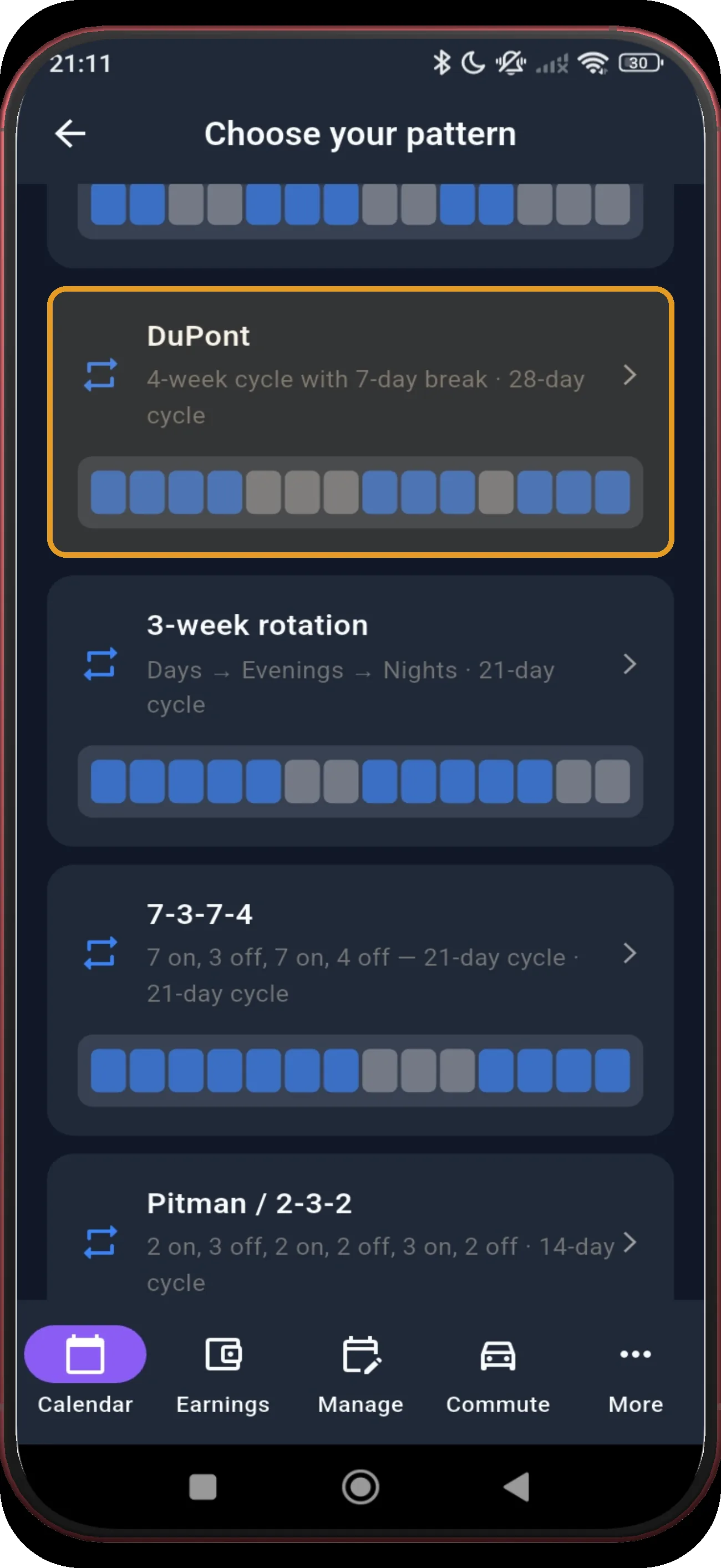 Pattern library with DuPont highlighted