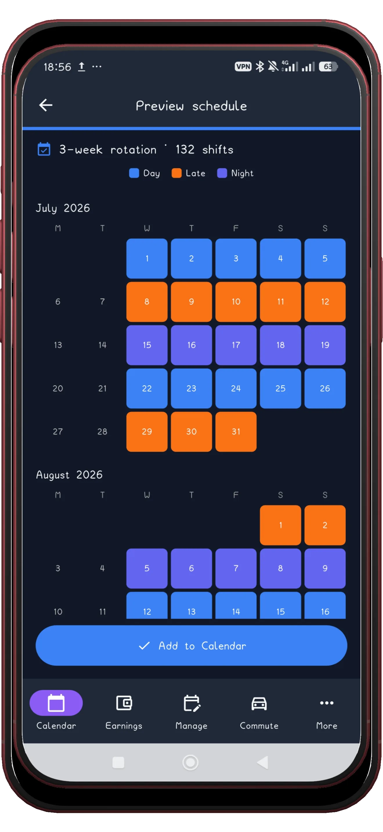 Configuring the NHS 3-week rotation with anchor week and cycle preview