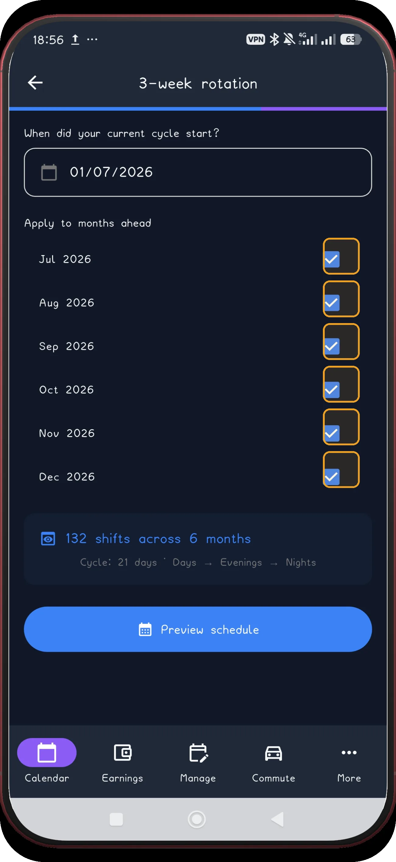 3-week rotation screen 7