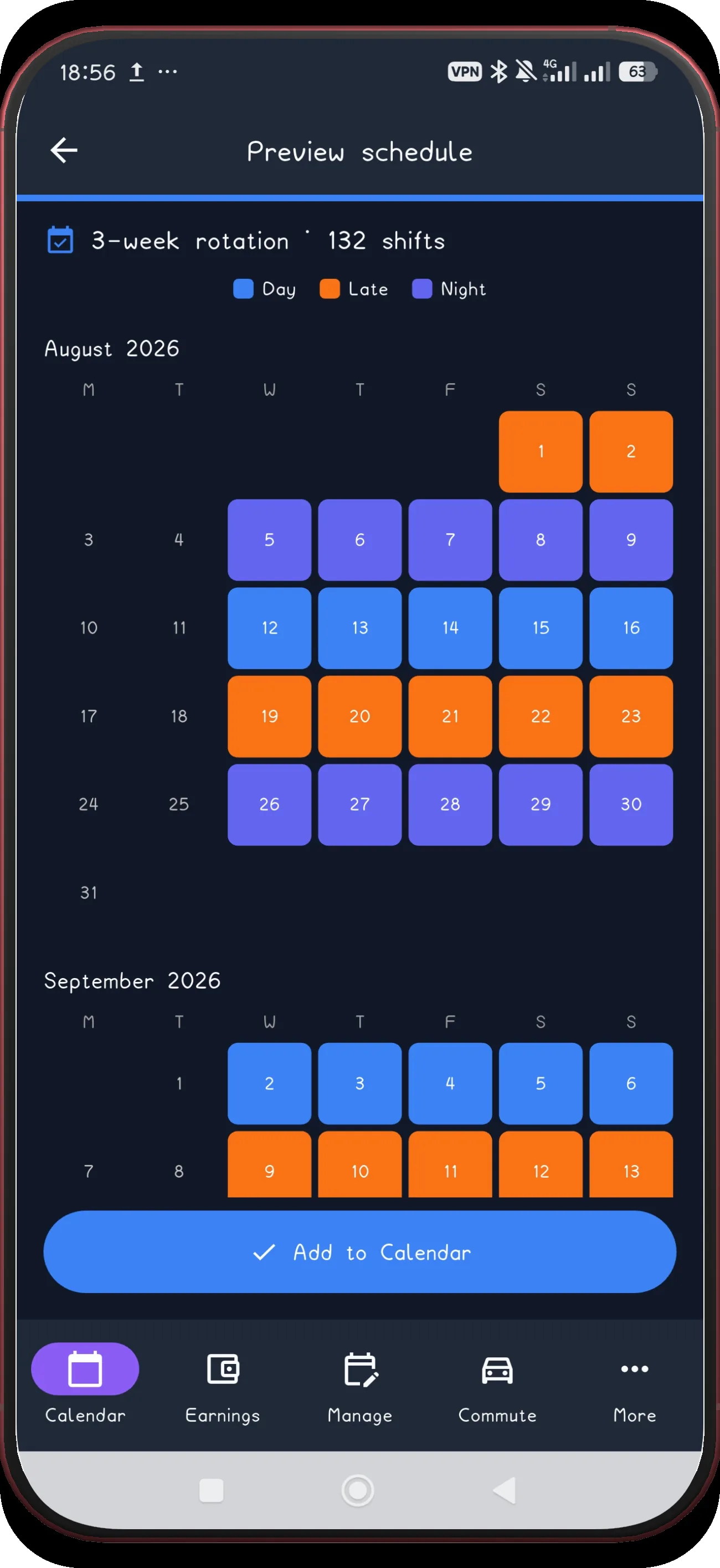 3-week rotation screen 9