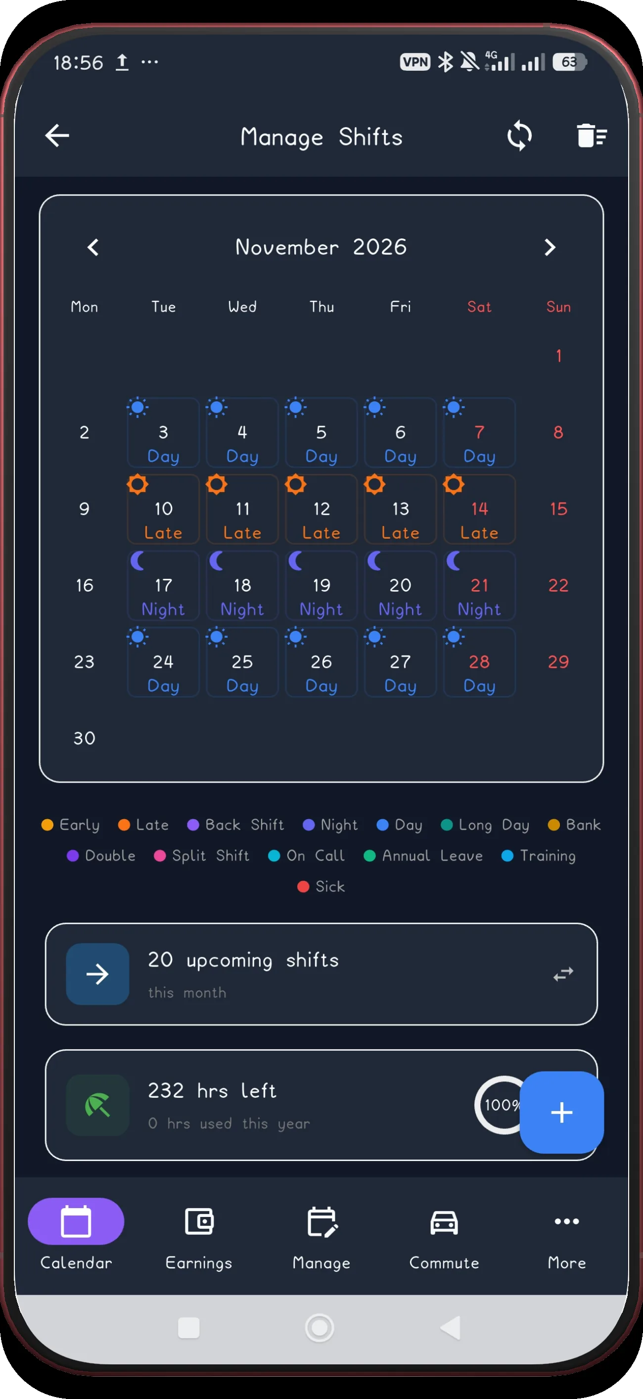 3-week rotation screen 18