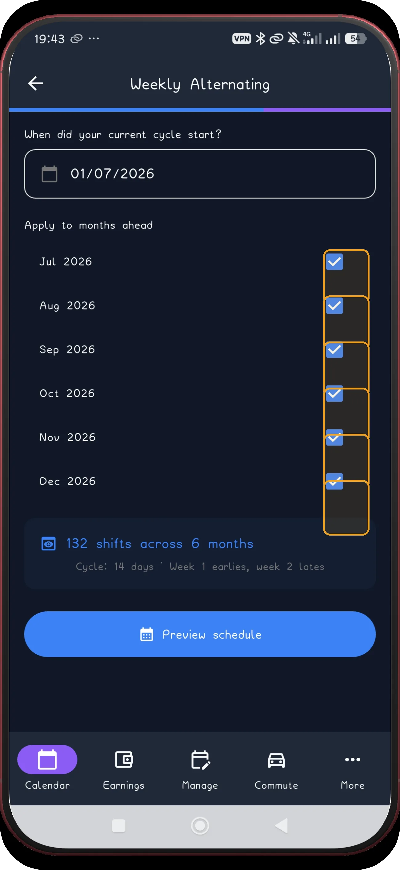 Weekly Alternating screen 8