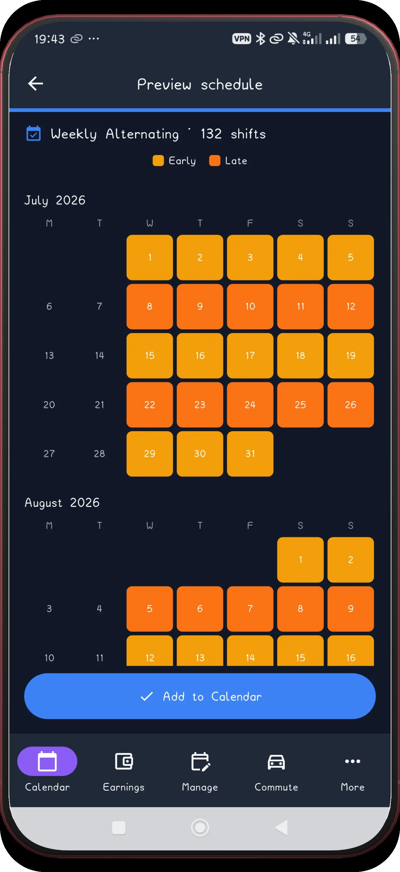 Weekly Alternating screen 9
